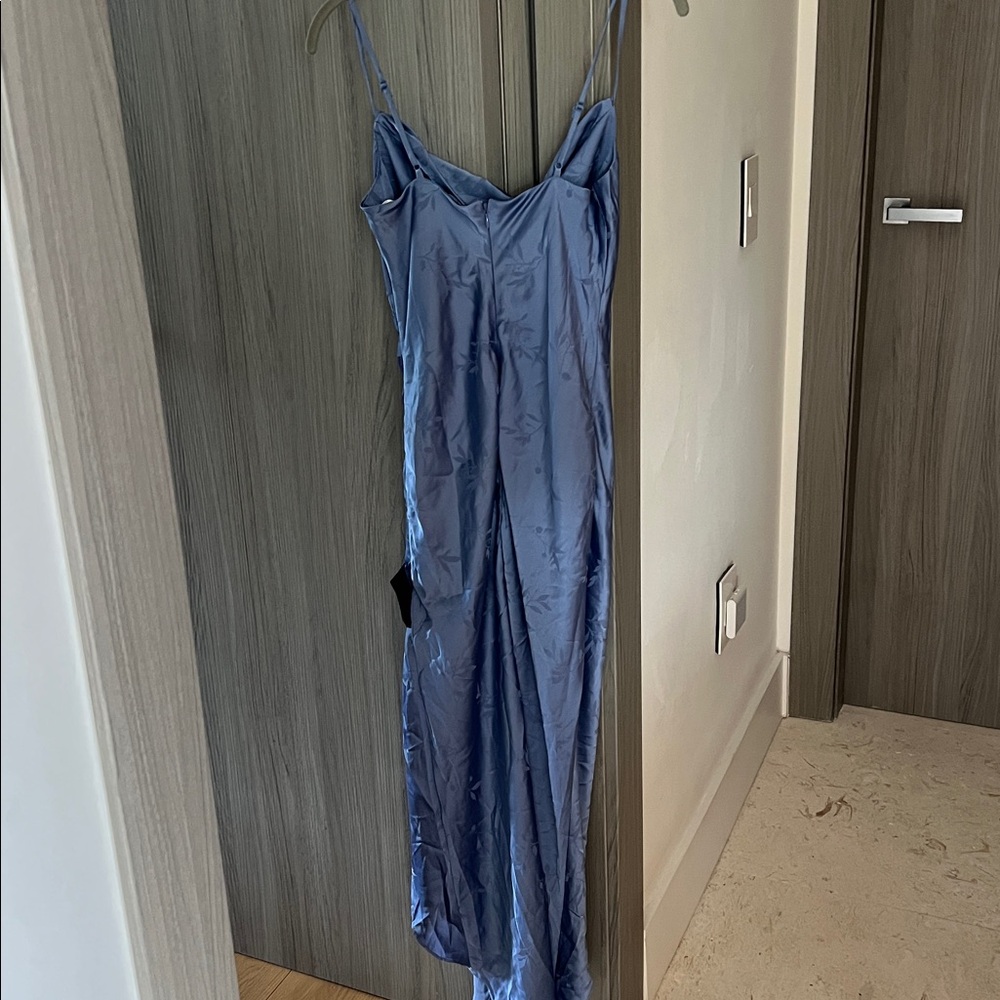 NWT LULU'S jacquard satin cowl neck midi Dress periwinkle blue XS - Picture 9 of 9